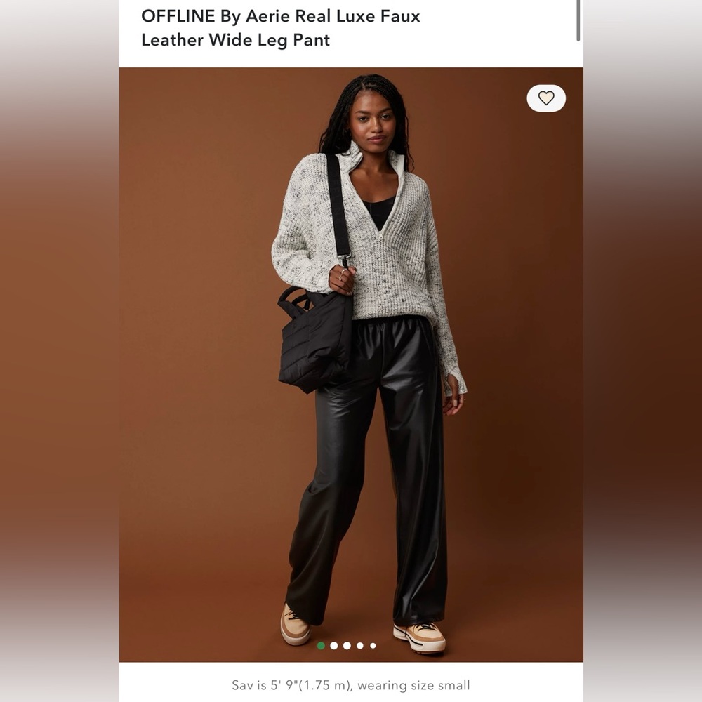 OFFLINE by Aerie Real Luxe Faux Leather Wide Leg Pant XS